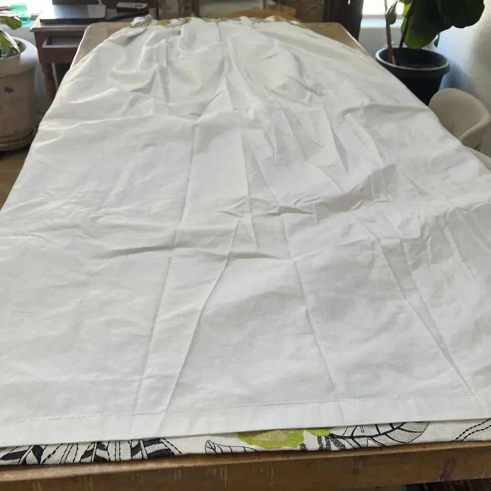 2 Nobilis Daiquiri Botanical Embroidered Drapery Linen Pencil Pleat Lined